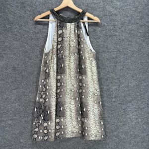 Reneec. Dress Women M Medium Gray Animal Print Sleeveless Rhinestone Shift Short